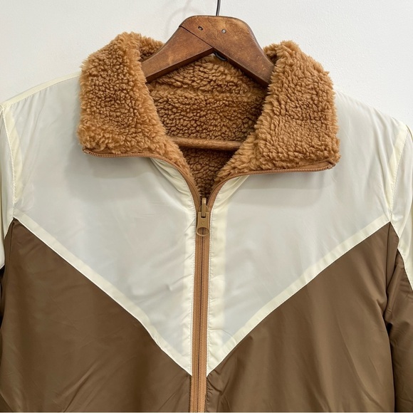 Zyia Camel Sierra Fleece Reversible Jacket Coat 70’s Retro Women’s Size Medium - Picture 8 of 16